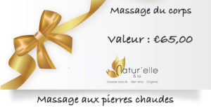 Offrez un bon cadeau pour un massage du corps aux pierres chaudes d'une valeur de 65 €