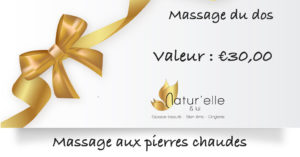 Offrez un bon cadeau pour un massage du dos aux pierres chaudes d'une valeur de 30 €